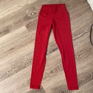 Never worn High waisted red stretchy hot yoga or gym leggings XS